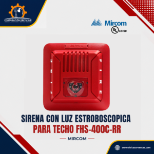 SIRENA CON LUZ ESTROBOSCOPICA PARA TECHO FHS-400C-RR MIRCOM