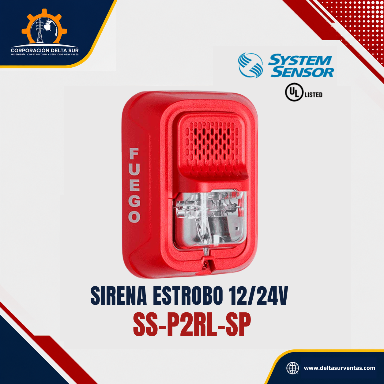 SIRENA ESTROBO 12/24V SS-P2RL-SP – SYSTEM SENSOR