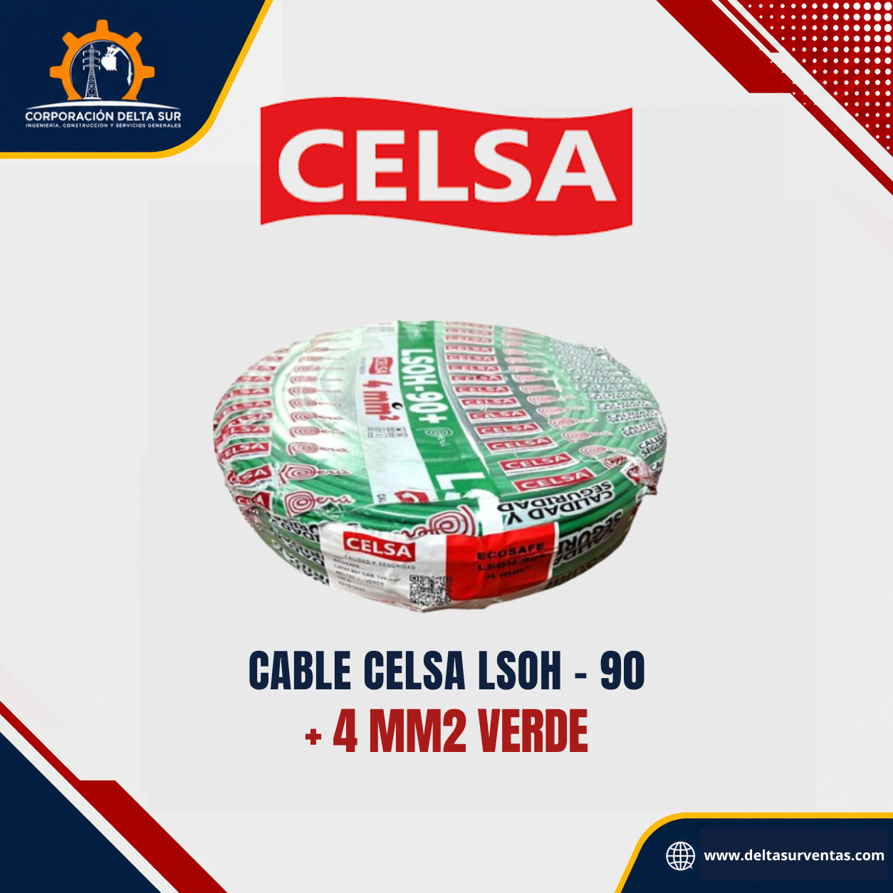 Cable LSOH-90 4mm2 Verde Celsa