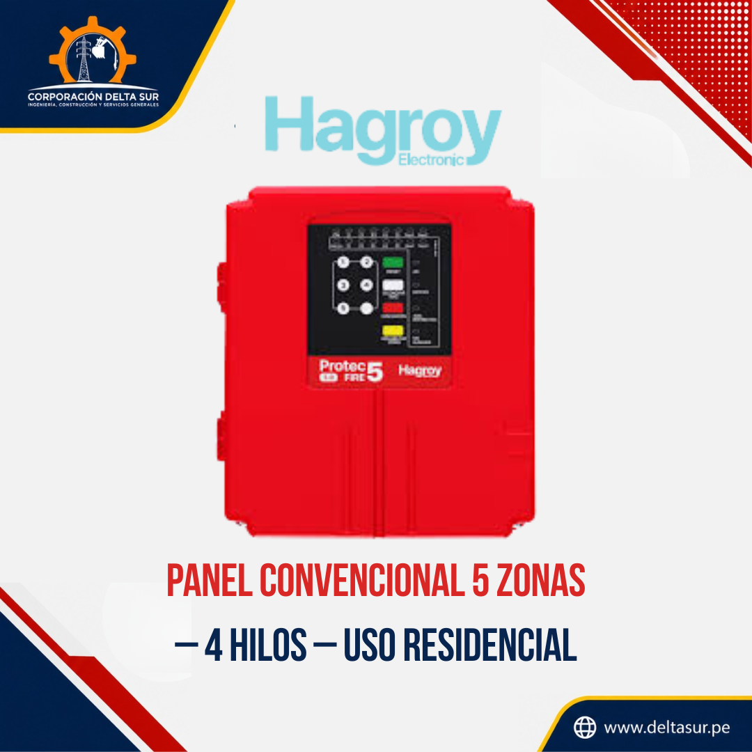 PANEL DE CONTROL CONVENCIONAL 5 ZONAS - PROTEC FIRE 5