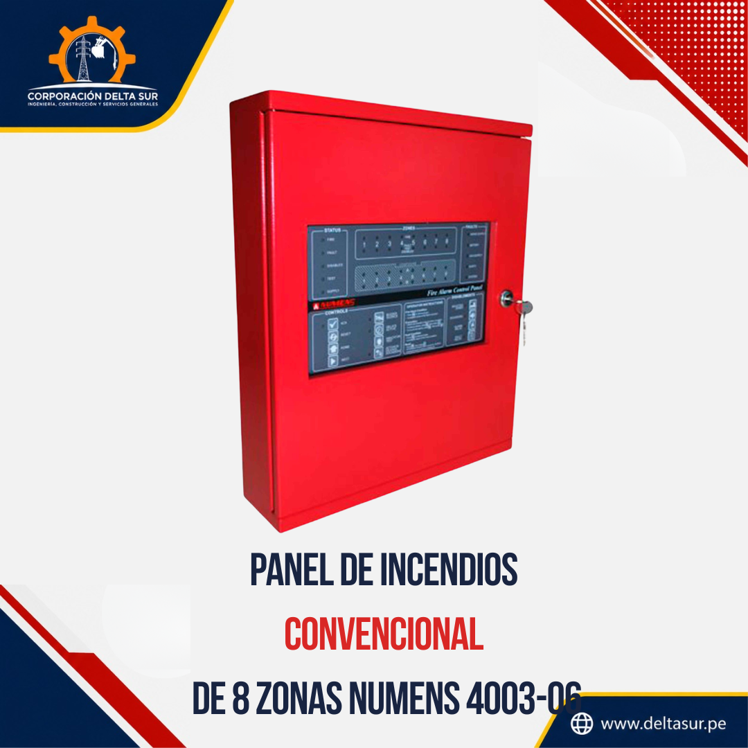 panel de incendios numens 4003-06 8 zonas convencional