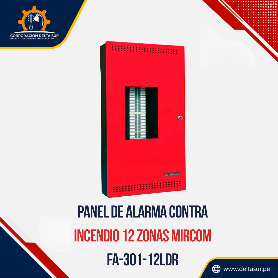 panel contra incendio mircom fa-301-12ldr 12 zonas