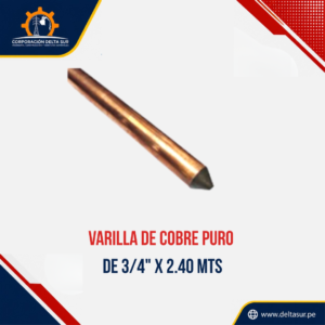 Comprar varilla de cobre puro 3/4 x 2.40 mts para puesta a tierra al mejor precio. Envíos e instalación garantizada en Delta Sur Ventas.
