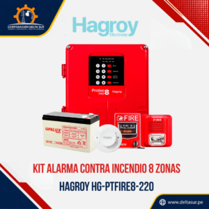 KIT PANEL DE ALARMA CONTRA INCENDIO 8 ZONAS HAGROY HG-PTFIRE8-220